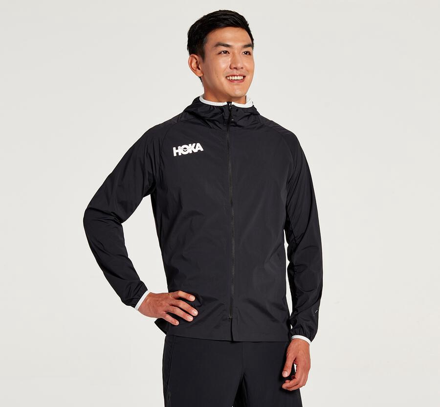 Hoka One One Full-Zip Wind Jacka Herr - Svarta - CPAJO-3496